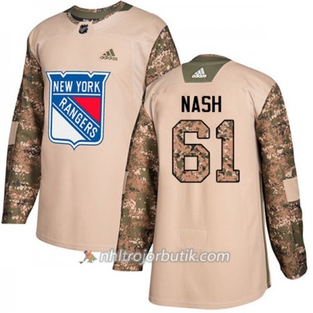 Män Ishockey New York Rangers Tröja Rick Nash 61 Adidas 2017-2018 Camo Veterans Day Practice Authentic